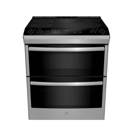 Profile Slide-in Smart Electric Range with True Convection No preheat Air fry Double Oven in FP Resistant Stainless Steel PCS980YM5FS