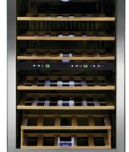 NEW 22 Inch Dual Zone Wine Cooler with 45 Bottle Capacity, 7 Wood Shelves, LED Lighting, LED Temperature Display, and CSA Listed FRWW4543AS