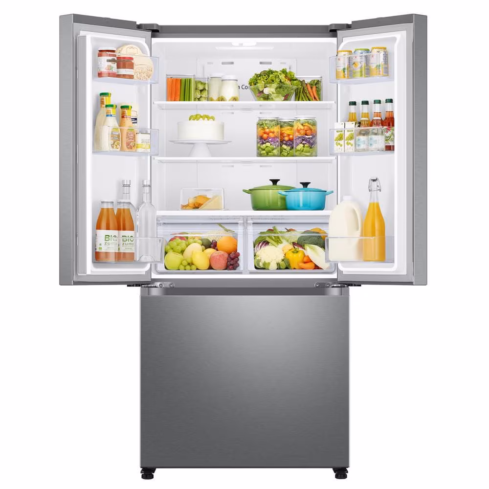 Samsung 33-inch W 18 cu. ft. Smart 3-Door French Door Refrigerator in Stainless Steel, Counter Depth - ENERGY STAR® RF18A5101SR - Image 3