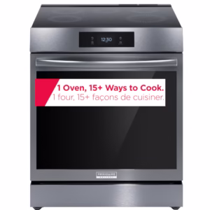 Frigidaire Gallery Slide-In Induction Range with 5 Burner Cooktop, Air Fry and no Pre-heat oven in Smudge-Proof Black Stainless GCFI306CBDD