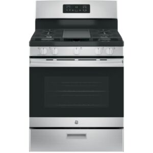 GE Free-Standing Gas Steam clean Range with Precise Simmer Burner Broil drawer Oven in Stainless Steel JCGBS66SEK6SS