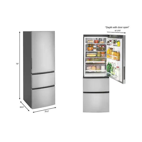 11.9 cu. ft. Bottom Freezer Refrigerator in Stainless Steel, Counter Depth GLE12HSPBRSS - Image 2