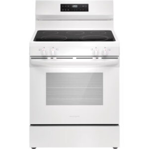 Frigidaire Electric Range with Dual Expandable Element EvenTemp Cooktop and Steam clean oven in White FCRE306CAWF