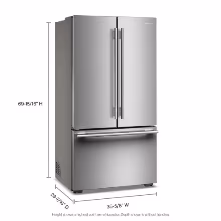 KitchenAid 36-inch 24.3 cu ft Counter Depth French Door Refrigerator in PrintShield Stainless KRFC236SPS02