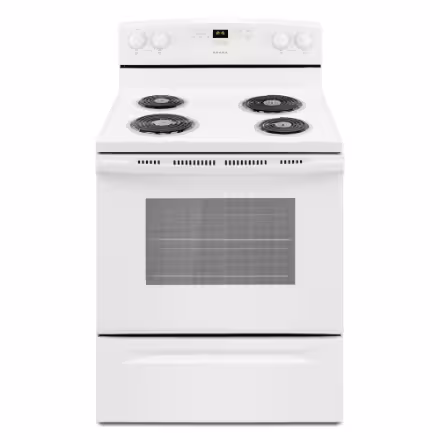 Amana Electric Freestanding Range with Bake Assist Temps and Large Oven Capacity in White YACR4303MFW9