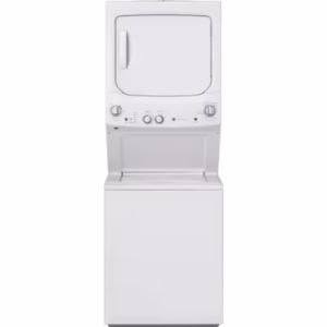 GE 27-Inch 4.4 cu. ft. (IEC) Spacemaker Unitized Apartment Size Stacked Washer and 5.9 cu. ft. Dryer Laundry Centre in White GUD27ESMMWW