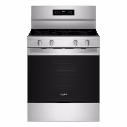 Whirlpool 5.3 cu ft Freestanding Electric Range with No Preheat Air Fry in Fingerprint Resistant Stainless Steel YWFES4530SZ0