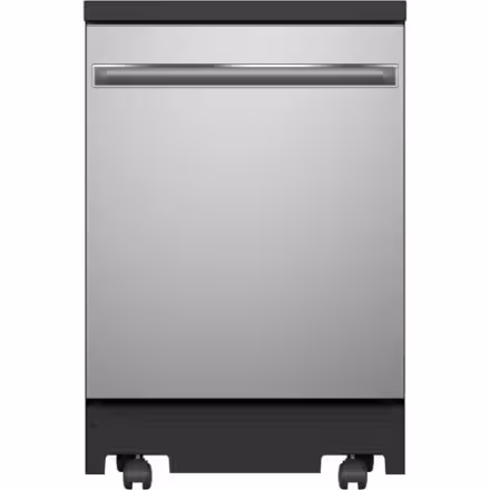 GE 24-inch Portable Dishwasher with Stainless Steel Tub, Piranha Hard Food Disposer,12 Place Settings Capacity in Stainless Steel, 54 dBA - ENERGY STAR® GPT225SSL2SS