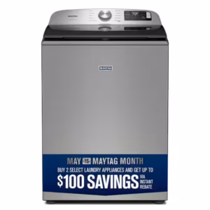 5.2 cu. ft. Top Load Washer in Classic Silver with Agitator, Extra Power Option and Smart Appliance MTW6205RR
