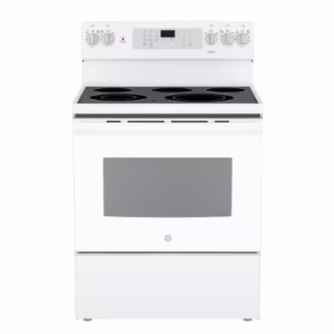 GE Free-Standing Electric Self clean Range with True Convection No Preheat Air Fry Oven in White JCB840DV2WW