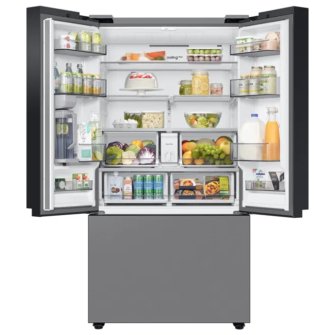 Samsung Bespoke 30.1-cu ft Stainless Steel French Door Refrigerator RF30BB6200QL - Image 4