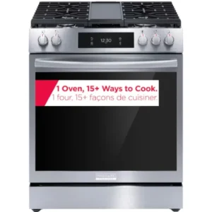 Frigidaire Gallery Slide-In Gas Range with 5 Burner Cooktop, Air Fry and no Pre-heat oven in Smudge-Proof Stainless Steel GCFG3060BF