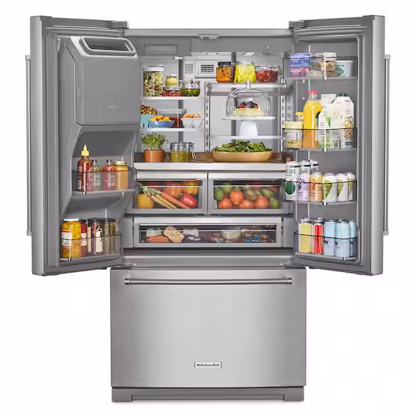 26.8 cu. ft. French Door Refrigerator in Stainless Steel with PrintShield Finish KRFF577KPS02 - Image 4