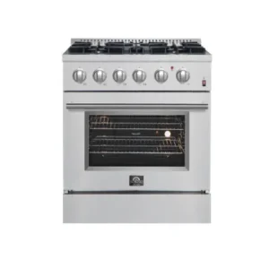 Forno Marco 30-inch Dual Fuel Range Stainless Steel, 4 Burners, 4.32 cu.ft. True Convection Oven FFSGS6197-30