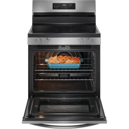 Frigidaire 30 in. 5.3 cu. ft. 5 Burner Element Freestanding Self-Cleaning Electric Range in Stainless Steel with Air Fry FCRE308CASJ - Image 3