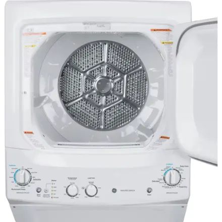 GE 27-Inch 4.4 cu. ft. (IEC) Spacemaker Unitized Apartment Size Stacked Washer and 5.9 cu. ft. Dryer Laundry Centre in White GUD27ESMMWW - Image 4