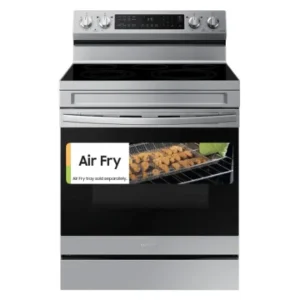Samsung 30 in. 5-Burner Element Smart Freestanding Electric Range in Stainless Steel with Wi-Fi and No Preheat AirFry NE63A6511AA3AC
