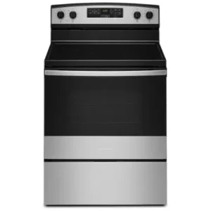 Amana Electric Porcelain Coated Steel Top Range with Self-Cleaning and Temp Assure Cooking System Oven in Stainless Steel YAER6603SMS1