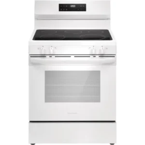 Frigidaire 30-inch Freestanding Electric Range with EvenTemp Cooktop and Steam Clean in White FCRE306CAW
