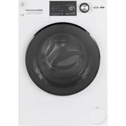 GE 24-Inch 2.8 cu. ft. Stainless Steel Drum Frontload Washer in White, ENERGY STAR® GFW148SSMWW
