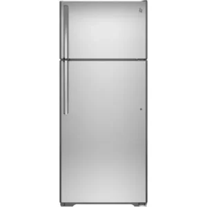 GE 30-inch 18 cu.ft. Top Freezer,No Frost, Reversible Door Refrigerator in Stainless Steel GTS18FSLKSS