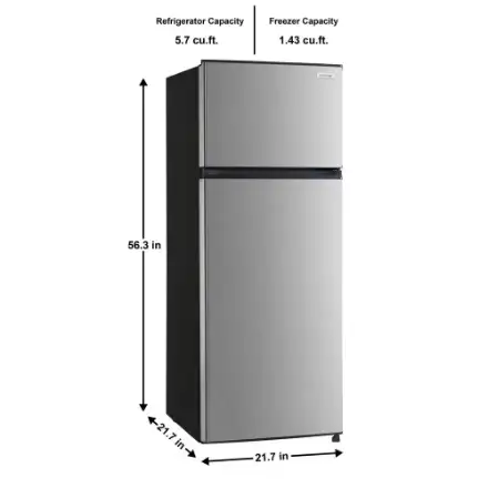 Vissani 22-inch W 7.1 Cu. Ft. Top Freezer Refrigerator in Stainless Steel MDFF7SSC - Image 4