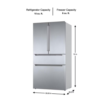 Bosch 800 Series 36-inch 20.5 cu.ft. Smart Counter-Depth French Door Refrigerator, with Dual Compressor, in Stainless Steel B36CL80ENS - Image 6