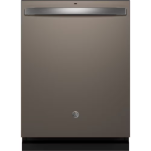GE 24-inch Top Control Dishwasher with Stainless Steel Interior, Piranha Hard Food Disposer, 3rd Rack and Bottle Jets in Slate, 45 dBA GDT670SMVES