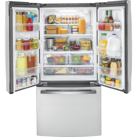 GE 33-inch 18.6 Cu. Ft. Counter-Depth French Door Refrigerator with Internal Water Dispenser, Fingerprint Resistant in Stainless Steel GWE19JYLHFFS - Image 2