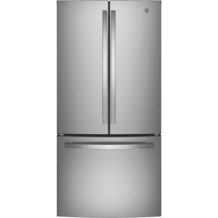 GE 33-inch 18.6 Cu. Ft. Counter-Depth French Door Refrigerator with Internal Water Dispenser, Fingerprint Resistant in Stainless Steel GWE19JYLHFFS