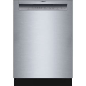 Bosch 100 Series 24-Inch Smart Built-In Dishwasher with Home Connect, 2-Rack, SS 52 dBA SHE2ADF5N